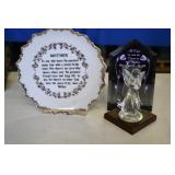 Vtg Mother Plate & Angel Figure