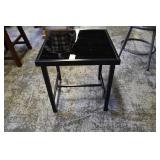 Small Black Glass & Metal End Table