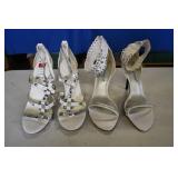 2 Pair New White Strappy Heels 8