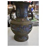 Vtg Japanese Champleve Brass Vase