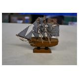 Small Wood Carved Sailing Ship
