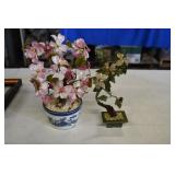 Jade & Glass Cherry Blossom & Bonsai Tree Decor