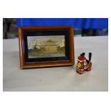 Japanese Chokin Art w/ Wood Horse Figure