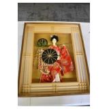 Collectible Japanese Doll in Shadow Box Frame