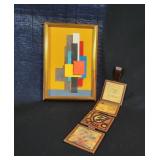 Framed Abstract Art and Tile Set