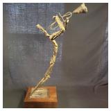 Brutalist Trumpet Player Sculpture