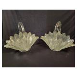 L.E. Smith Glass Feather Baskets