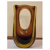 Hand-Blown Amber Glass Vase