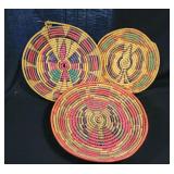 Three Hand Woven Coiled Baskets