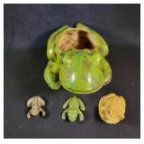 Italian Frog Planter with Figurines