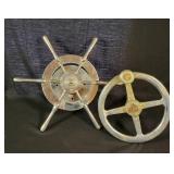 Two Metal Hand-Crank Wheels