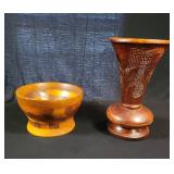 Handcrafted Wooden Bowl and Vase