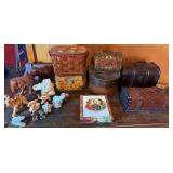 Vtg Trinket Boxes, Baskets & Figurines