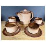 Vtg Brown Glazed Ceramic Tea Set