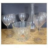 Vtg Glass Decanter and Stemware Set