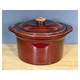 Vtg Brown Ceramic Lidded Crock
