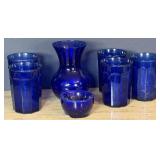 Vtg Cobalt Blue Glassware Set
