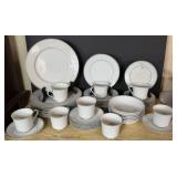 Vtg Simplicity Dinnerware Set with Silver Trim