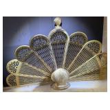 Vtg Brass Peacock Fireplace Screen