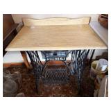 Vtg Singer Treadle Table W/ Marble Top