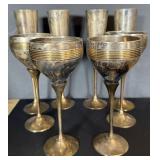 Vtg Silverplate w/Brass Goblets
