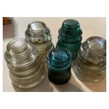 5 Vtg Glass Insulators