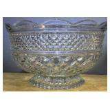 Vtg Pressed Glass Cfrystal Punch Bowl