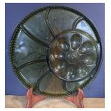 Vtg Indiana Glass Green Serving Tray