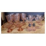 Vtg Pink Depression Glassware Set