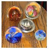 Five Glass Paperweights