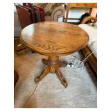 Round Wooden Pedestal Side Table