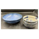 Blue Glazed Ceramic Bowl and Speckled Bowl Set
