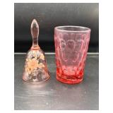 Fenton-Style Handpainted Glass Bell and Fenton Tum