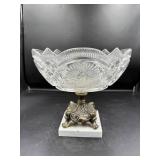 Crystal and Metal Pedestal Bowl