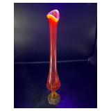 Amberina Glass Stretch Vase with Flared Rim