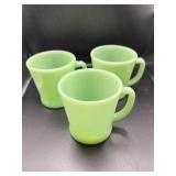 3 Fire-King Jadite Coffee Mugs