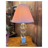 Crystal and Marble Table Lamp, 32 Inches Tall