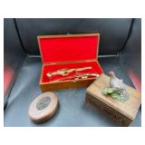 Vtg. Avon Cologne Bottles & Wooden Boxes