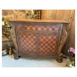 Wood Chest with Checkered Front Detail