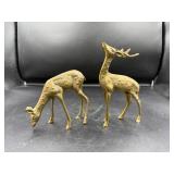 Brass Deer Figurine Set of Two