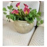 Ceramic Planter with Faux Calla Lilies