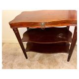 Wooden Three-Tier Side Table with Brass Pull