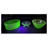 Three Uranium Glass Bowls