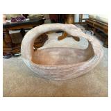 Wood Carved Swan Basket Sculpture