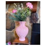 Large Pink Decorative Vase with Floral Design