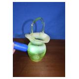 Gibson Topaz Opalescent Vaseline Crackl Glass Bast