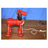 Vtg Kouvalias Wooden Red Dog Pull Toy