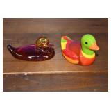 Glass and Ceramic Duck Decor