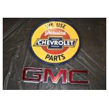 Chevrolet Tin Sign & GMC Emblem