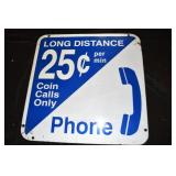 Vtg Metal Pay Phone Sign